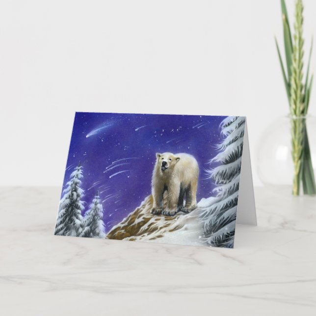 Northern Lights Pola Bear Greeting card (Front)