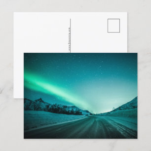 Northern Lights Road Holiday Postcard