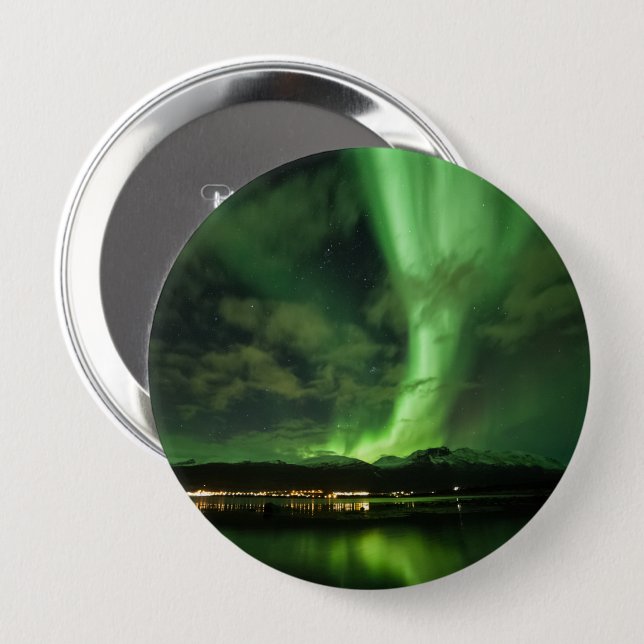 Northern Lights Skibotn 10 Cm Round Badge (Front & Back)