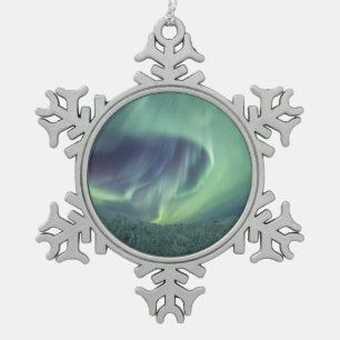 Northern Lights Snowflake Pewter Christmas Ornament