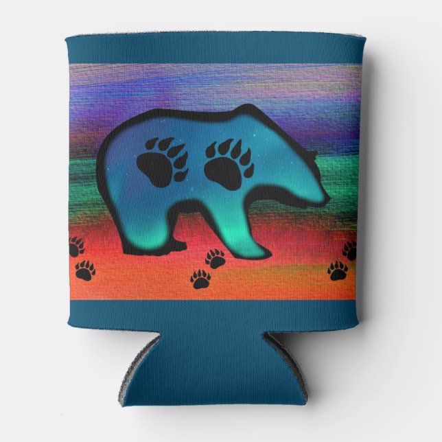 Northern Lights Spirit Bear Can Cooler (Front)