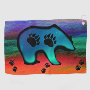 Northern Lights Spirit Bear Golf Towel