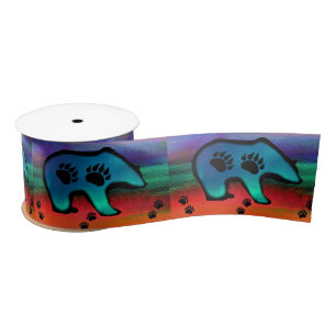 Northern Lights Spirit Bear Satin Ribbon
