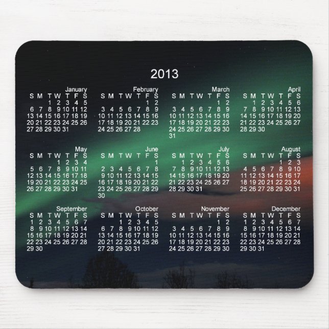 Northern Lights Starry Sky; 2013 Calendar Mouse Mat (Front)