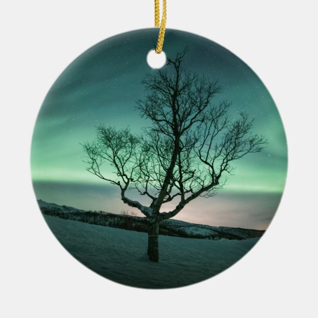 Northern Lights Tree Ceramic Tree Decoration (Front)