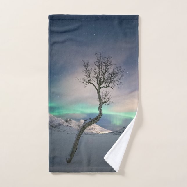 Northern Lights Tree Hand Towel (Hand Towel)
