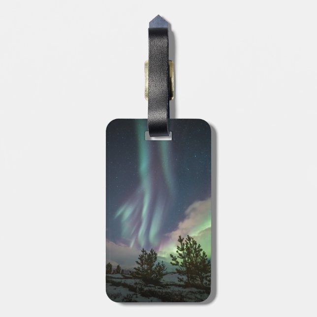 Northern Lights Trees Luggage Tag (Back Vertical)