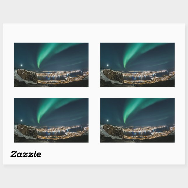 Northern Lights Tromso Rectangular Sticker (Sheet)