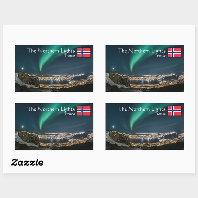 Northern Lights Tromso Rectangular Sticker (Sheet)