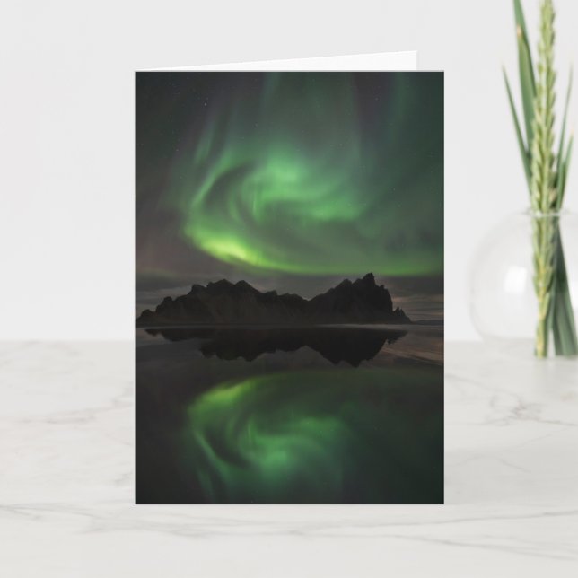 Northern Lights | Vestrahorn Beach Hofn, Iceland Card (Front)
