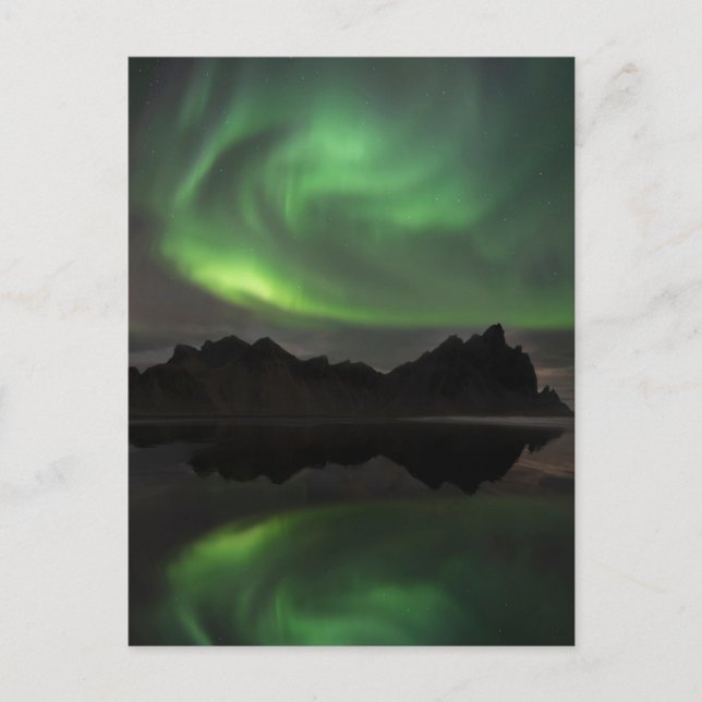 Northern Lights | Vestrahorn Beach Hofn, Iceland Postcard (Front)