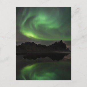 Northern Lights   Vestrahorn Beach Hofn, Iceland Postcard