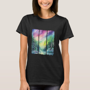 Northern Lights Watercolor Art Aurora Borealis Gro T-Shirt