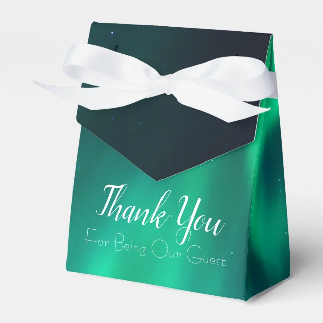 Northern Lights Wedding Favor Box (Front Side)