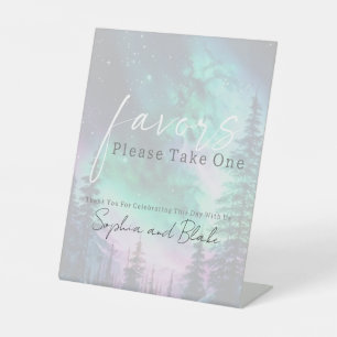 Northern Lights Wedding Favours Pedestal Sign