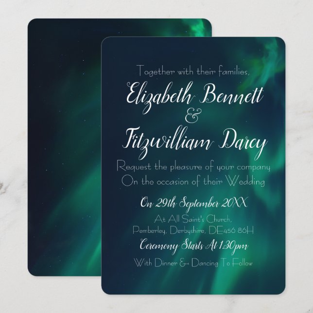 Northern Lights Wedding Invitation (Front/Back)