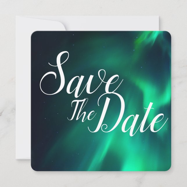 Northern Lights Wedding Save The Date (Front)