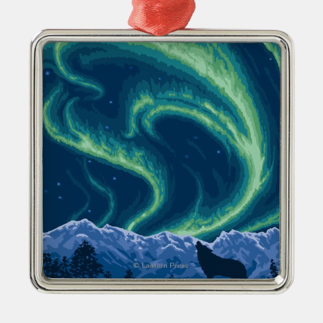 Northern Lights - Yukon, Alaska Metal Tree Decoration (Front)