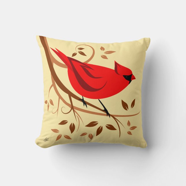 Northern Male Cardinal Design Cushion (Front)