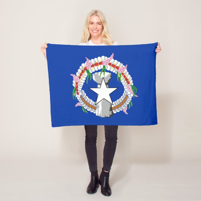 Northern Mariana Islands Flag Fleece Blanket (In Situ)