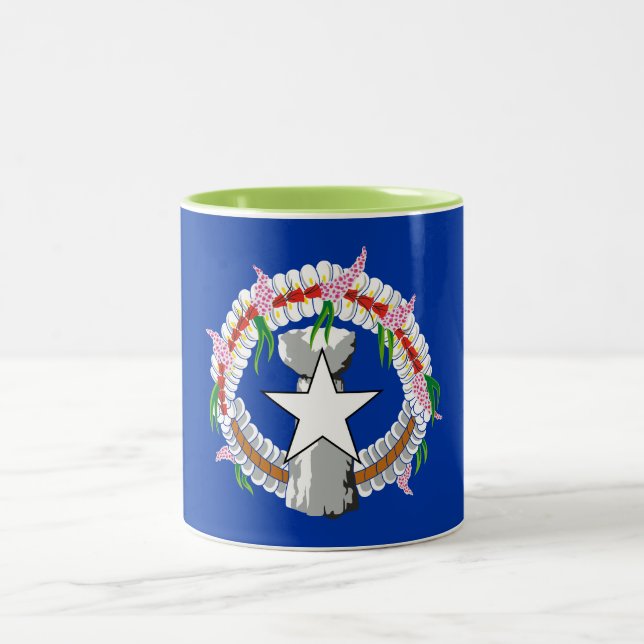 Northern Mariana Islands Flag Two-Tone Coffee Mug (Center)