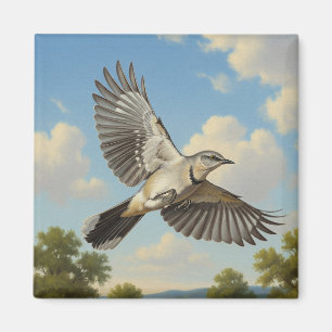 Northern Mockingbird in flight Magnet
