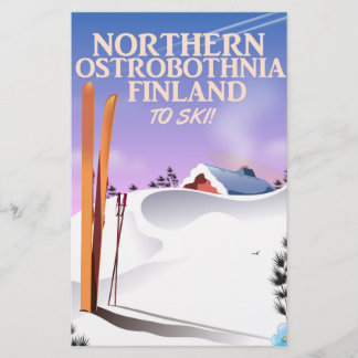 Northern Ostrobothnia Finland ski poster Stationery