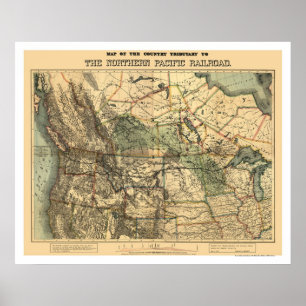 Northern Pacific Railroad Map 1871 Poster
