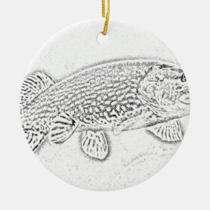 Northern pike ceramic tree decoration