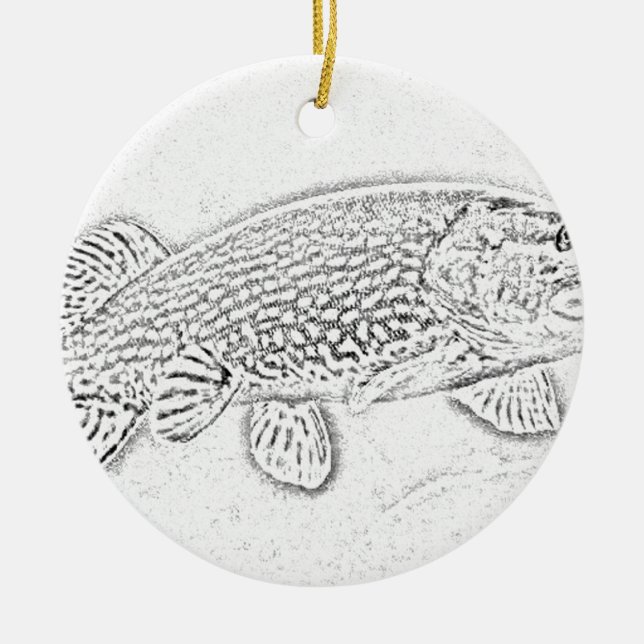 Northern pike ceramic tree decoration (Front)