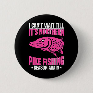 Northern Pike Fisherman Fishing Net Northern Pike 6 Cm Round Badge