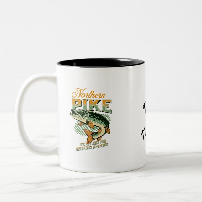 Northern Pike Fishermans Personalised Two-Tone Coffee Mug (Left)