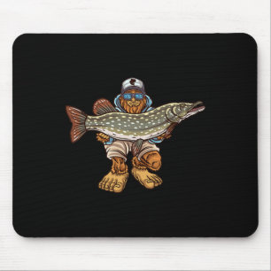 Northern Pike Fishing Bigfoot Hunting Fishermen  Mouse Mat