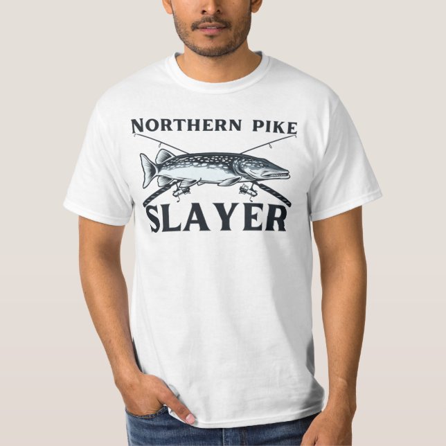 Northern Pike Slayer Pike Fishing T-Shirt (Front)