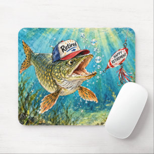 Northern Pike Wearing a Retired Cap Mouse Mat