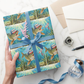 Northern Pike Wearing a Retired Cap Wrapping Paper
