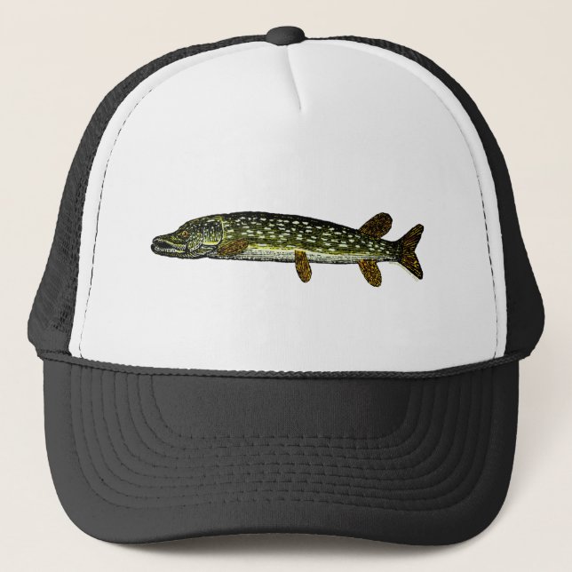 Northern Pike, woodcut, 1833 Trucker Hat (Front)
