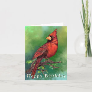 Northern Red Cardinal Bird Birthday Card