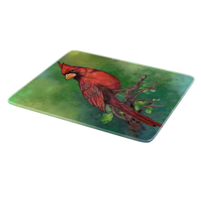 Northern Red Cardinal Bird Cutting Board (Corner)