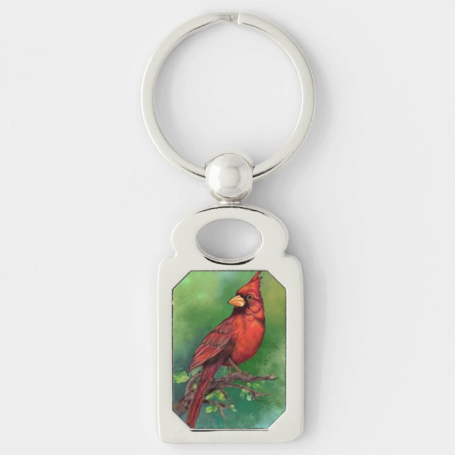 Northern Red Cardinal Bird Keychain (Front)