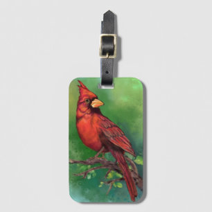 Northern Red Cardinal Bird Luggage Tag