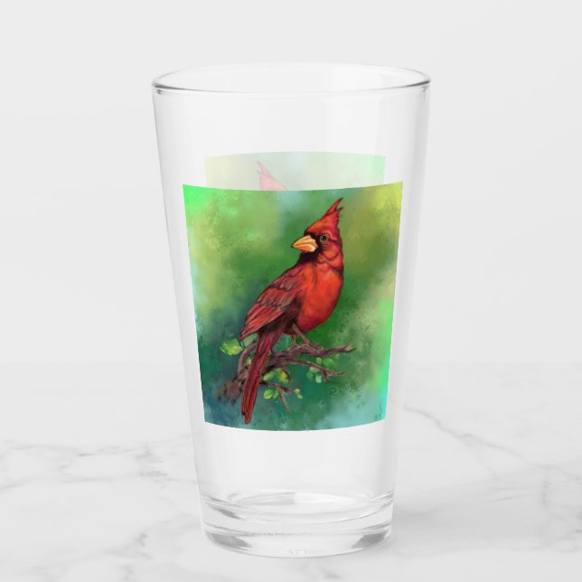 Northern Red Cardinal Glass (Front)