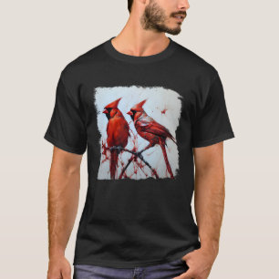 Northern Red Cardinal Ink Art Redbird T-Shirt