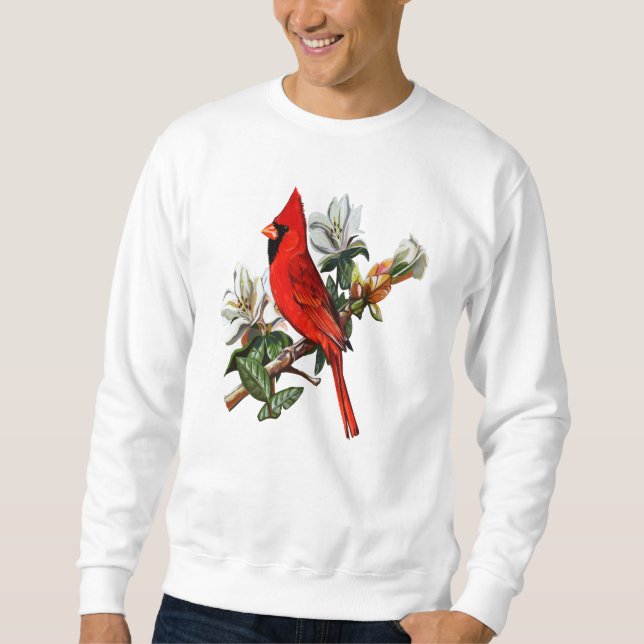 Northern Red Cardinal Perch On A Branch Cardinal Sweatshirt (Front)
