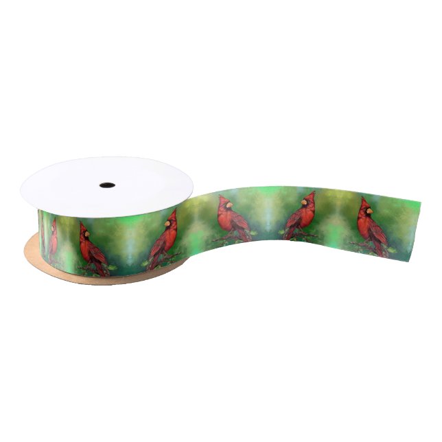 Northern Red Cardinal Ribbon Satin Ribbon (Spool)
