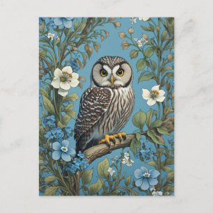 Northern Saw-Whet Owl William Morris Inspired Postcard
