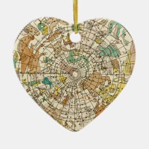 Northern Sky Star Chart and Constellations Map Ceramic Tree Decoration