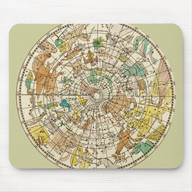 Northern Sky Star Chart and Constellations Map Mouse Mat (Front)