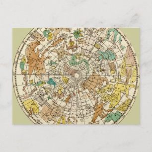 Northern Sky Star Chart and Constellations Map Postcard