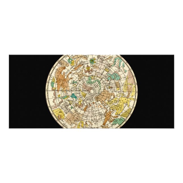 Northern Sky Star Chart and Constellations Map Rack Card (Front)